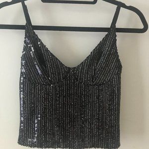 ZARA LIMITED EDITION BLACK SEQUIN CAMISOLE TOP-NWT